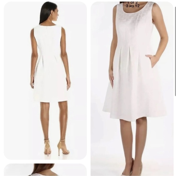 Nine West Dresses & Skirts - NWT Nine West, Textured,Creamy White Ivory Fit & Flare Dress, Spring Ready, 2